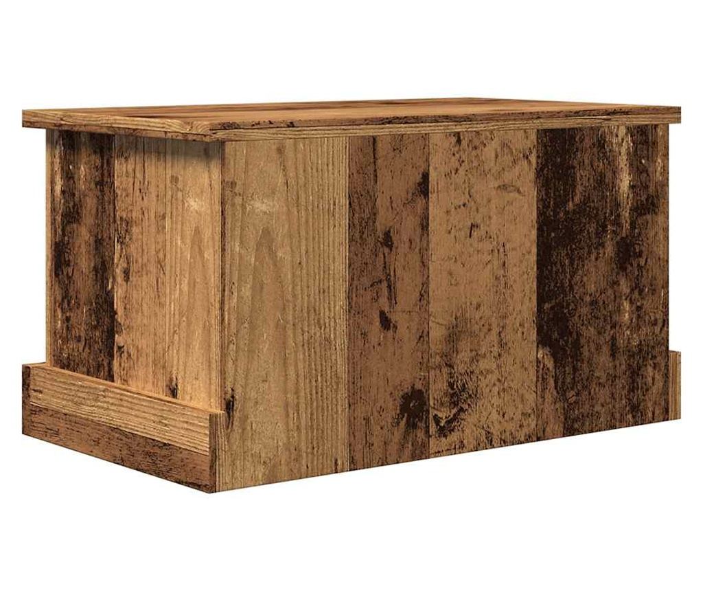 antik fa színű szerelt fa tárolódoboz 30 x 50 x 28 cm - 8