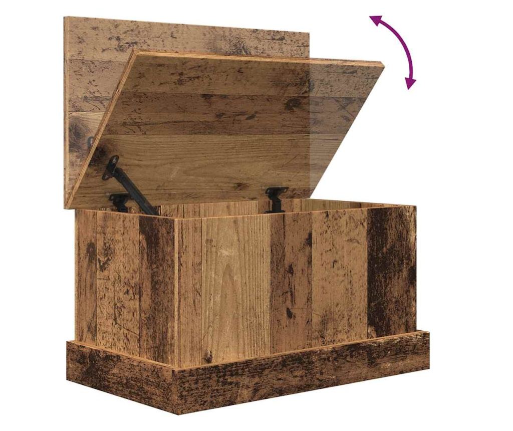 antik fa színű szerelt fa tárolódoboz 30 x 50 x 28 cm - 9