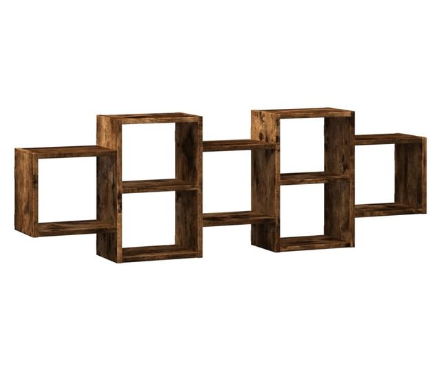 füstös tölgy színű szerelt fa fali polc 129 x 18 x 42 cm