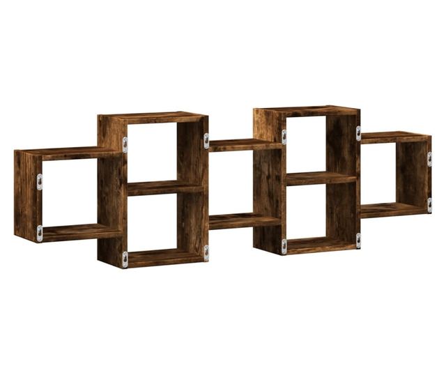 füstös tölgy színű szerelt fa fali polc 129 x 18 x 42 cm