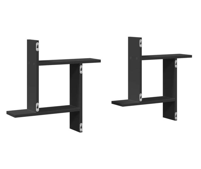 2 db fekete szerelt fa fali polc 50 x 12 x 50 cm