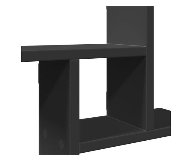 2 db fekete szerelt fa fali polc 50 x 12 x 50 cm