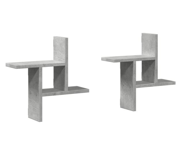 2 db betonszürke szerelt fa fali polc 38 x 12 x 38 cm
