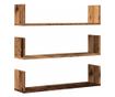 3 db antik fa színű szerelt fa fali polc 80 x 18 x 18 cm