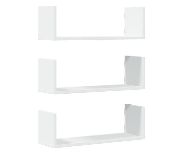 3 db fehér szerelt fa fali polc 58 x 18 x 18 cm