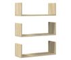 3 db sonoma tölgy színű szerelt fa fali polc 58 x 18 x 18 cm
