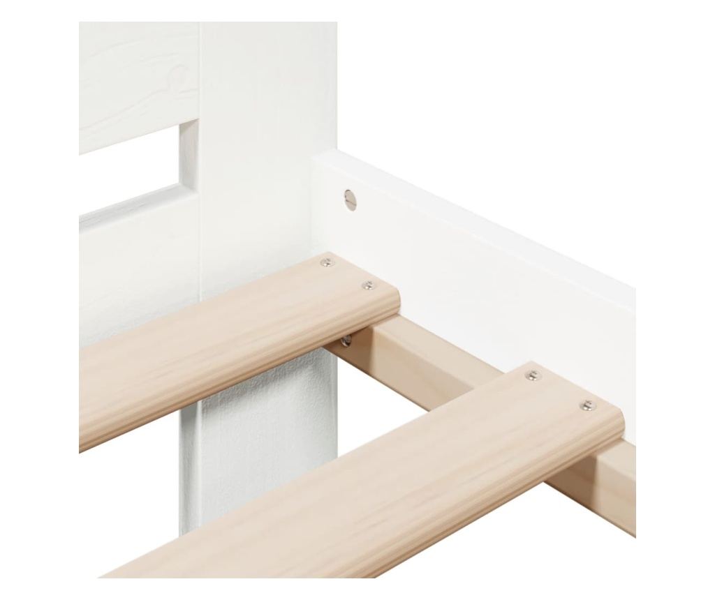 fehér tömör fenyőfa ágykeret matrac nélkül 90 x 190 cm - 7