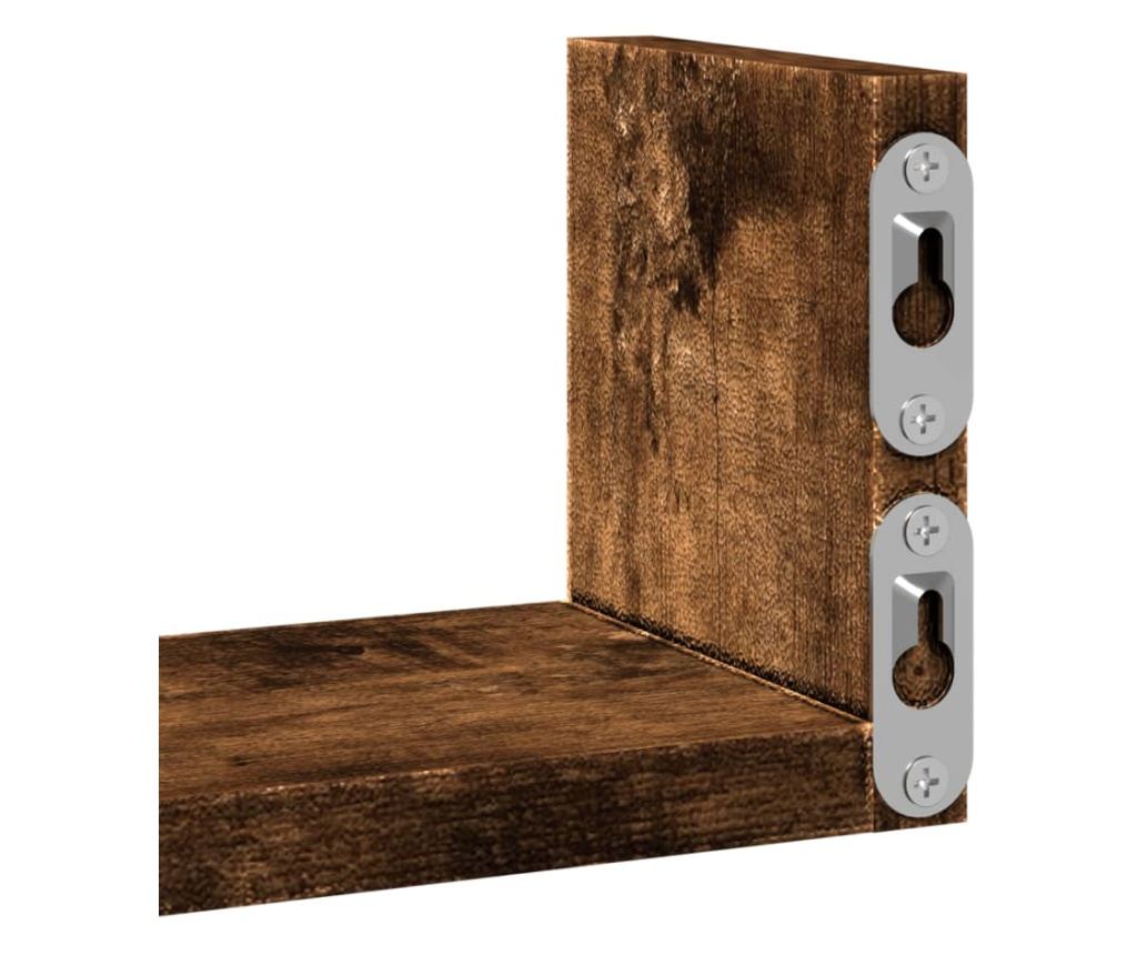 3 db füstös tölgy színű szerelt fa fali polc - 8