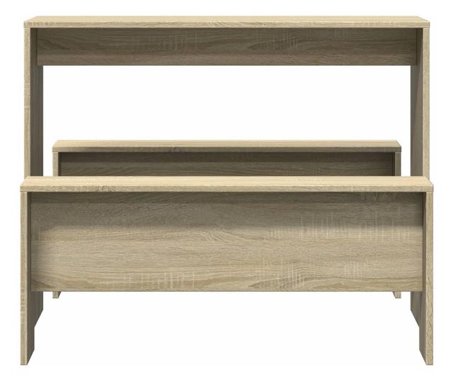 3 részes sonoma tölgyszínű szerelt fa étkezőasztal és pad szett