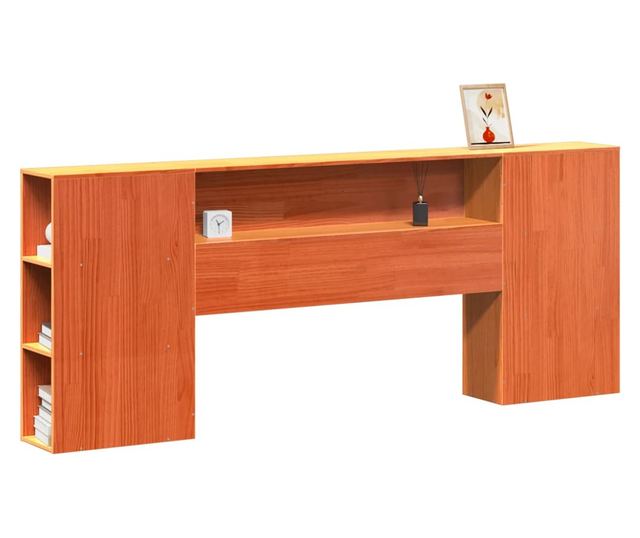 viaszbarna tömör fenyőfa fejtámla tárolóval 200 cm