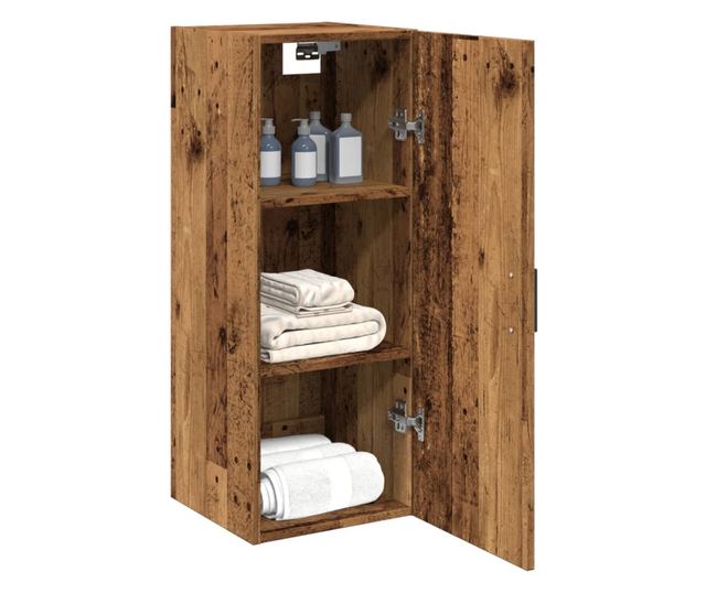 antik fa színű szerelt fa fali szekrény 34,5 x 34 x 90 cm