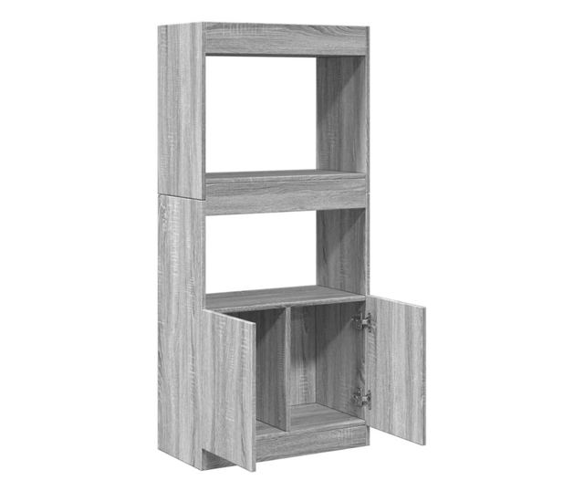 szürke sonoma színű szerelt fa magasszekrény 63 x 33 x 140 cm