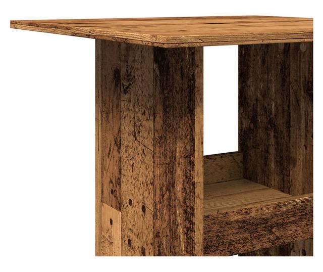 antik fa színű szerelt fa bárasztal tárolóval 60 x 60 x 102 cm