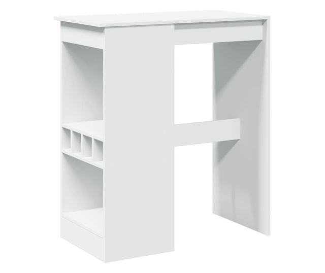 fehér szerelt fa tárolórekeszes bárasztal 90 x 47,5 x 103,5 cm