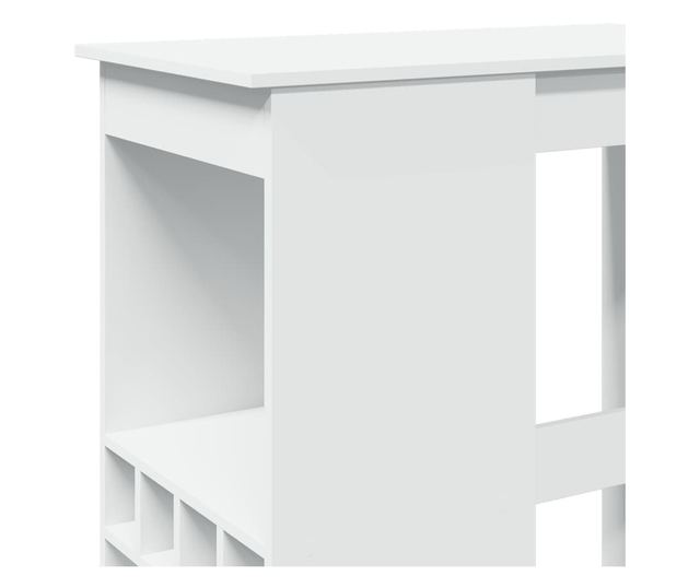 fehér szerelt fa tárolórekeszes bárasztal 90 x 47,5 x 103,5 cm