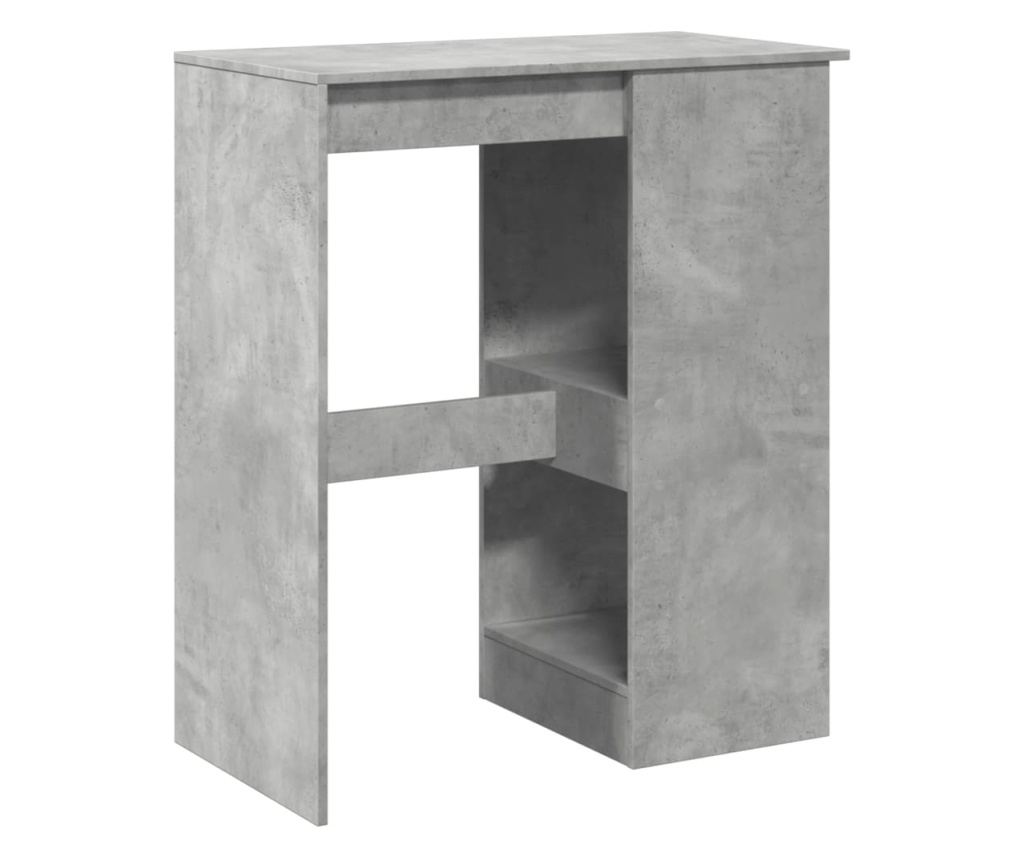 betonszürke szerelt fa bárasztal tárolókkal 90x47,5x103,5 cm - 6