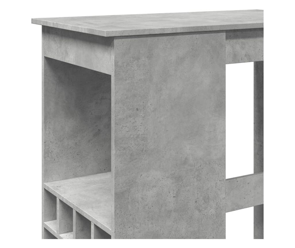 betonszürke szerelt fa bárasztal tárolókkal 90x47,5x103,5 cm - 7