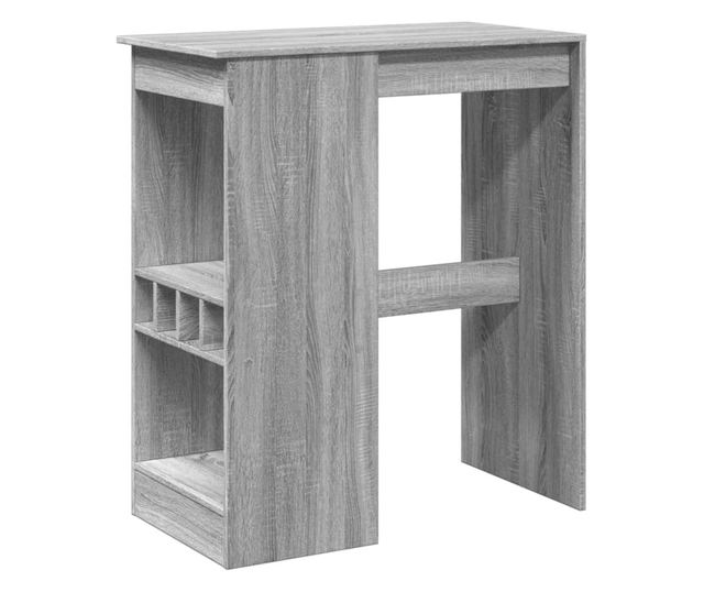 szürke sonoma szerelt fa bárasztal tárolókkal 90x47,5x103,5 cm