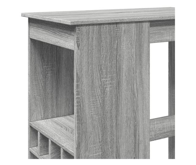 szürke sonoma szerelt fa bárasztal tárolókkal 90x47,5x103,5 cm