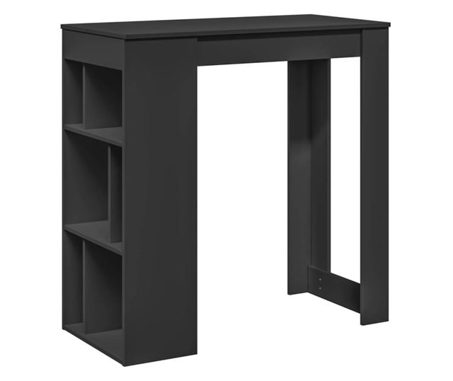 fekete szerelt fa tárolórekeszes bárasztal 102 x 50 x 103,5 cm