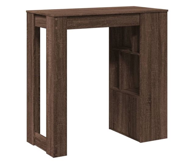 barna tölgy szerelt fa tárolórekeszes bárasztal 102x50x103,5 cm