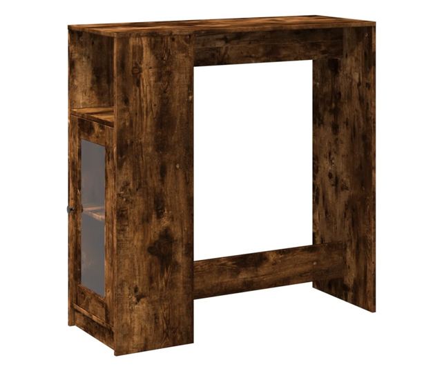 füstös tölgy szerelt fa bárasztal tárolókkal 101x40x103,5 cm