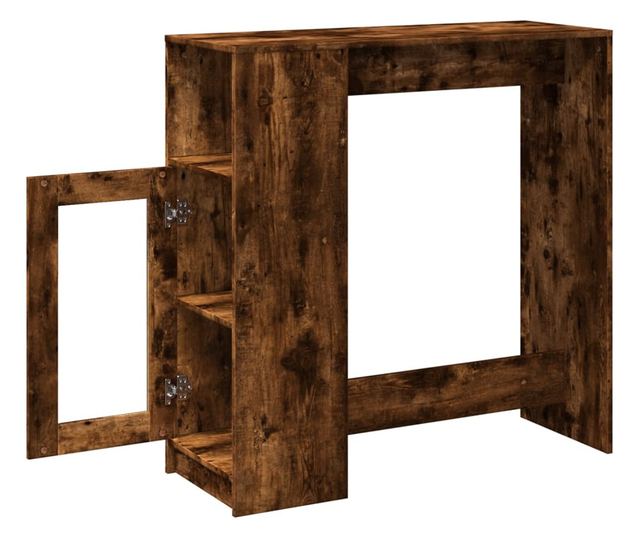 füstös tölgy szerelt fa bárasztal tárolókkal 101x40x103,5 cm