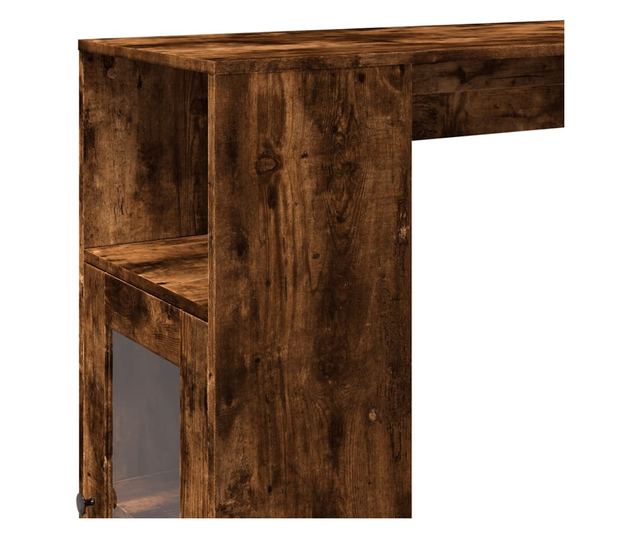 füstös tölgy szerelt fa bárasztal tárolókkal 101x40x103,5 cm