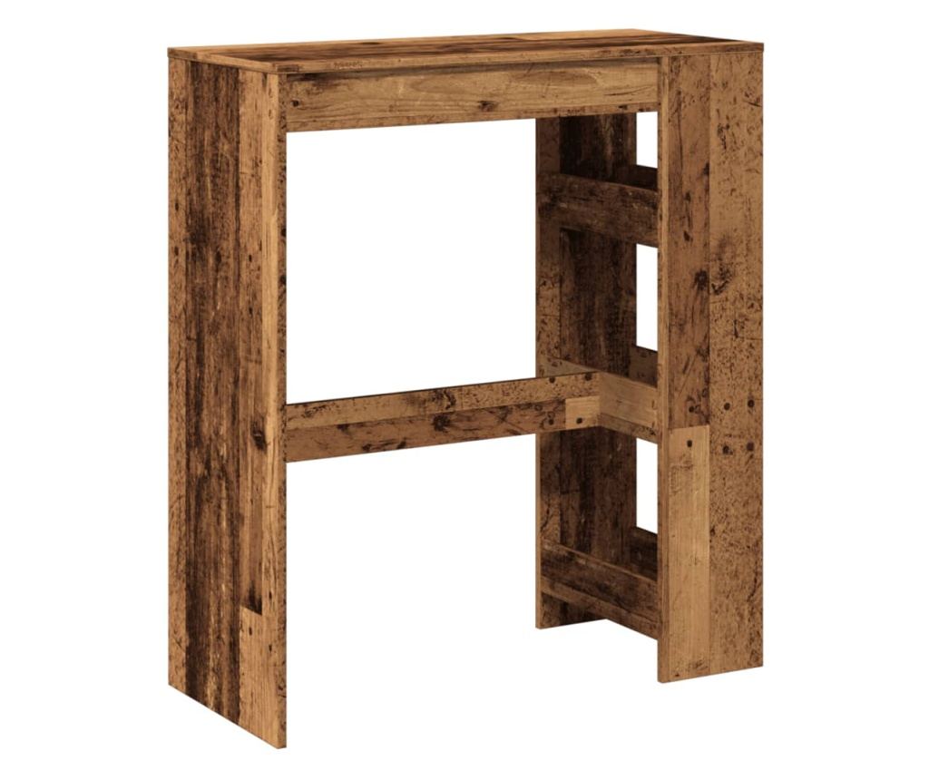 antik fa színű szerelt fa bárasztal tárolókkal 90x40x103,5 cm - 6