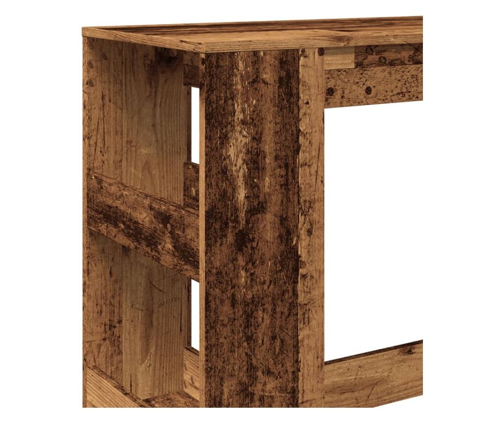 antik fa színű szerelt fa bárasztal tárolókkal 90x40x103,5 cm - 7