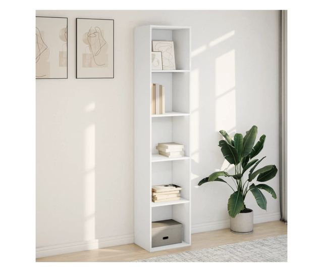 fehér szerelt fa könyvespolc 40 x 30 x 189 cm