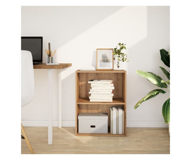 kézműves tölgy színű szerelt fa könyvespolc 60 x 30 x 77 cm