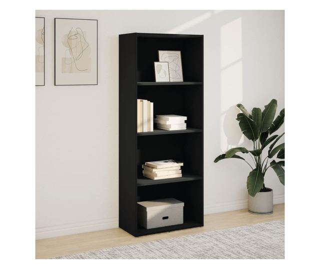 fekete szerelt fa könyvespolc 60 x 30 x 152 cm