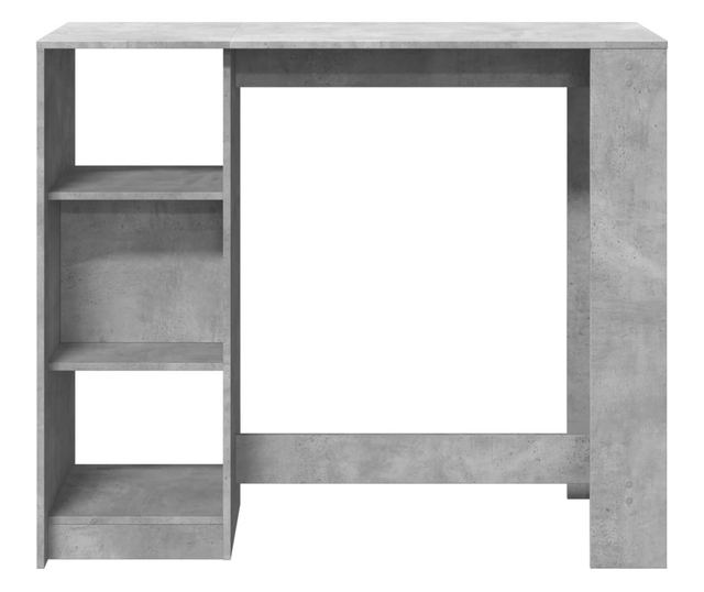 betonszürke szerelt fa bárasztal polccal 124 x 46 x 103,5 cm