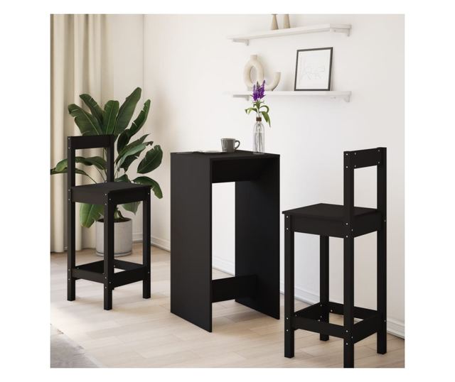 fekete szerelt fa bárasztal 51 x 50 x 103,5 cm