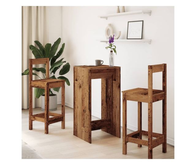 antik fa színű szerelt fa bárasztal 51 x 50 x 103,5 cm