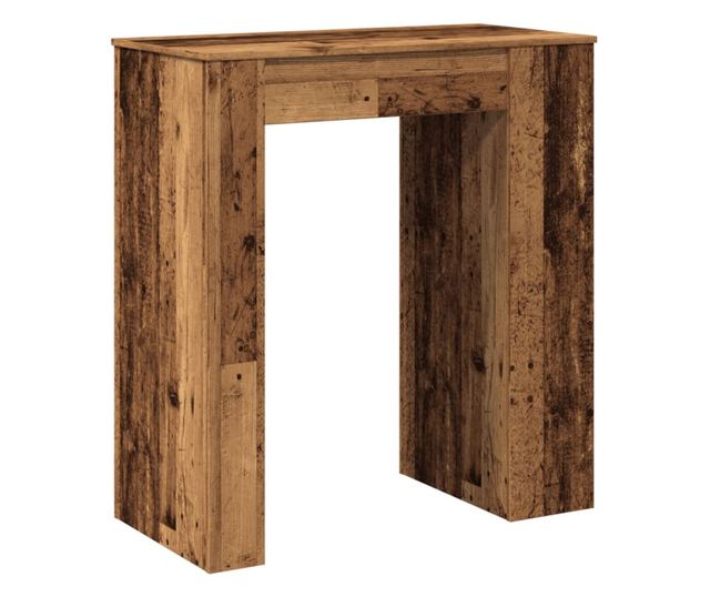 antik fa színű szerelt fa bárasztal tárolókkal 95x47x103,5 cm