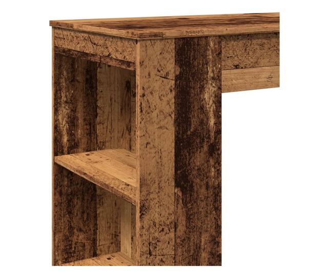 antik fa színű szerelt fa bárasztal tárolókkal 95x47x103,5 cm