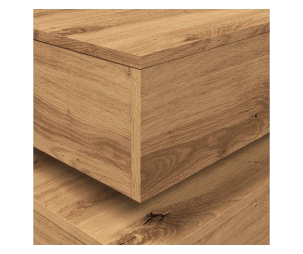 kézműves tölgy színű dohányzóasztal LED-lámpákkal 50x50x40cm - 10