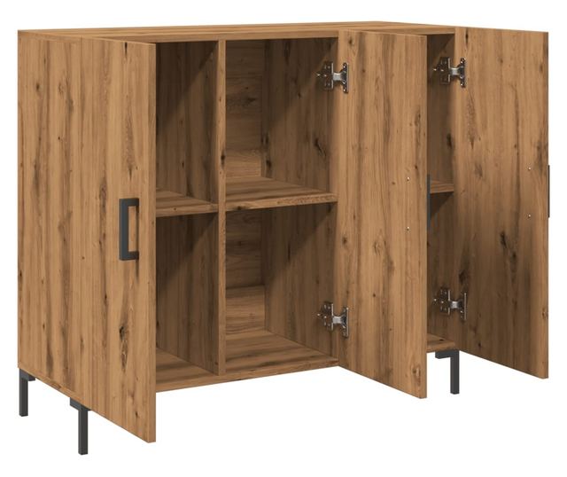 kézműves tölgy színű szerelt fa tálalószekrény 90 x 34 x 80 cm