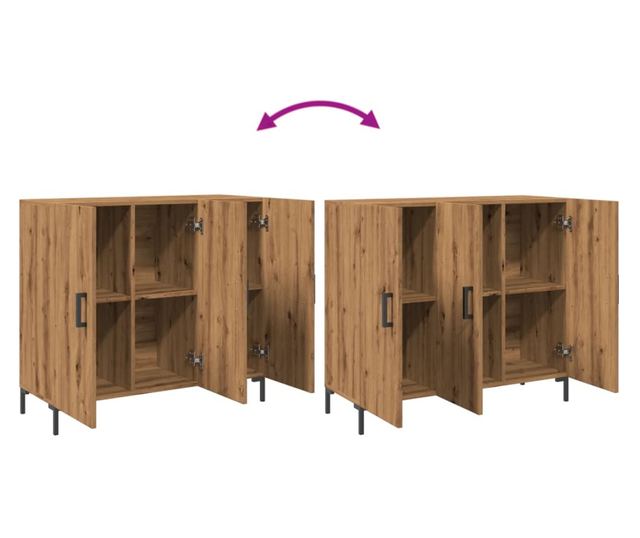 kézműves tölgy színű szerelt fa tálalószekrény 90 x 34 x 80 cm