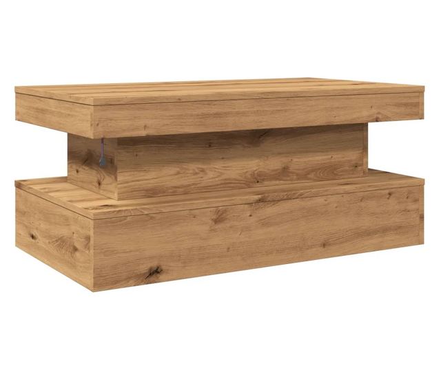 kézműves tölgy színű dohányzóasztal LED-lámpákkal 90x50x40 cm