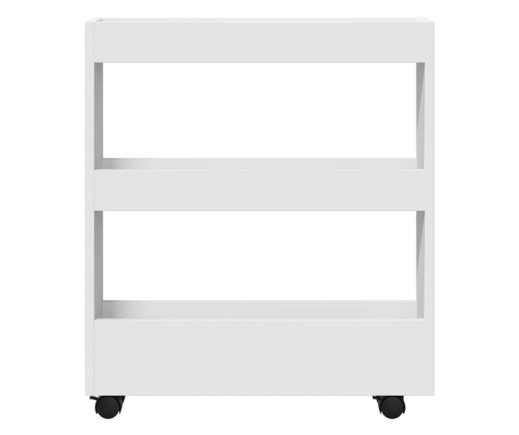 3 szintes fehér szerelt fa keskeny tárolókocsi - 4