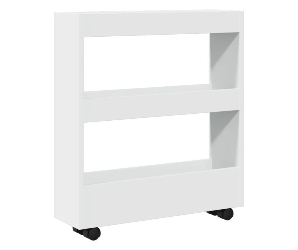 3 szintes fehér szerelt fa keskeny tárolókocsi - 6