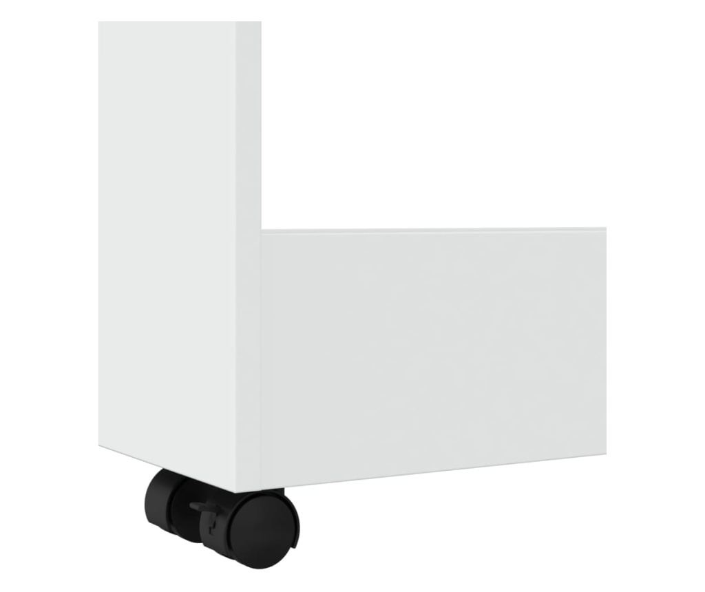 3 szintes fehér szerelt fa keskeny tárolókocsi - 7