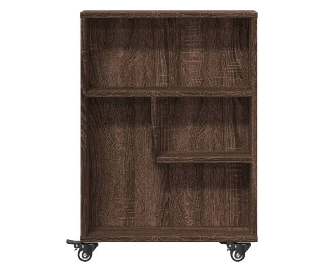 barna tölgy színű szerelt fa keskeny tárolókocsi 48x13x68 cm