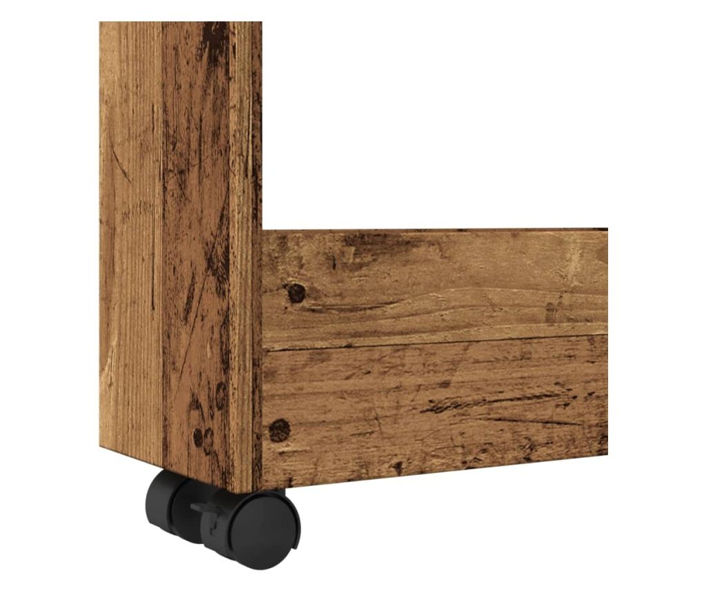 3 szintes antik fa színű szerelt fa keskeny tárolókocsi - 7