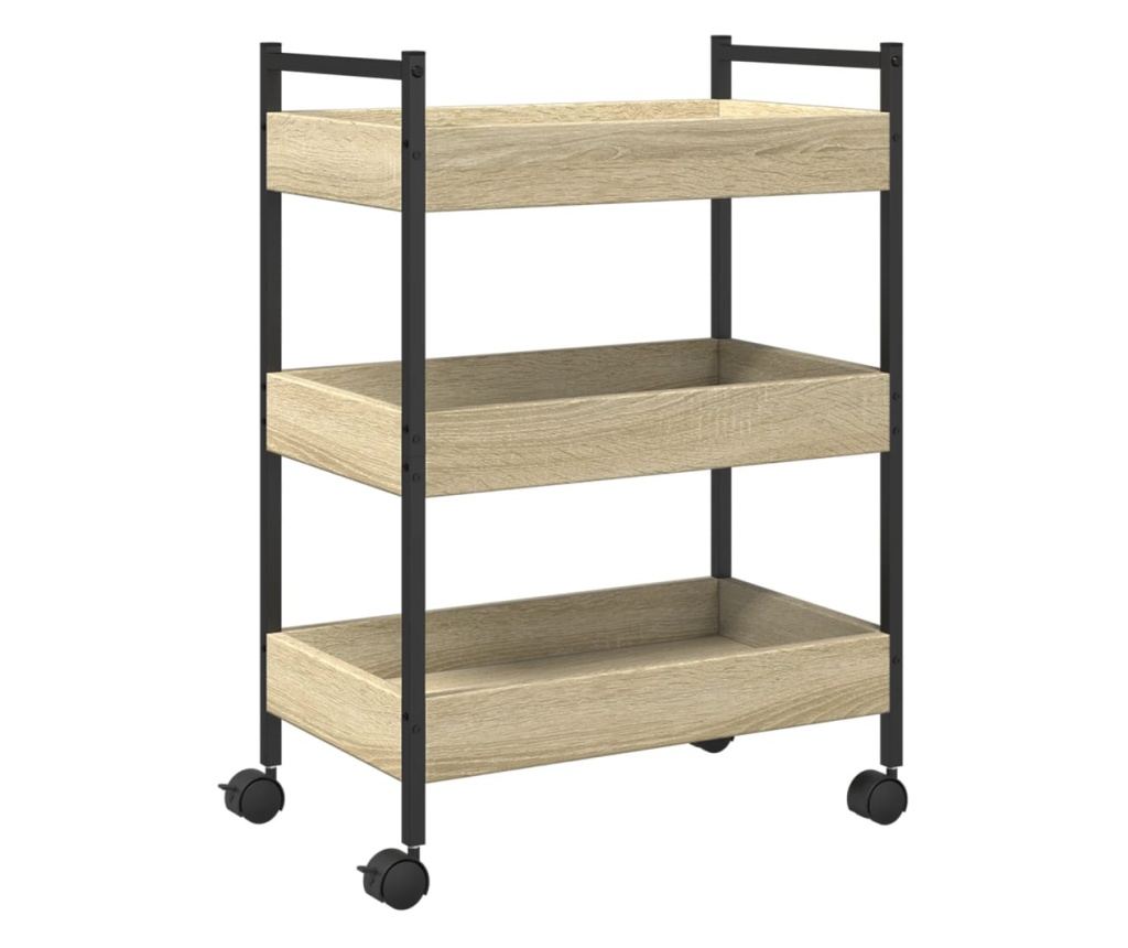 sonoma tölgy színű szerelt fa zsúrkocsi 50 x 30 x 70 cm - 2