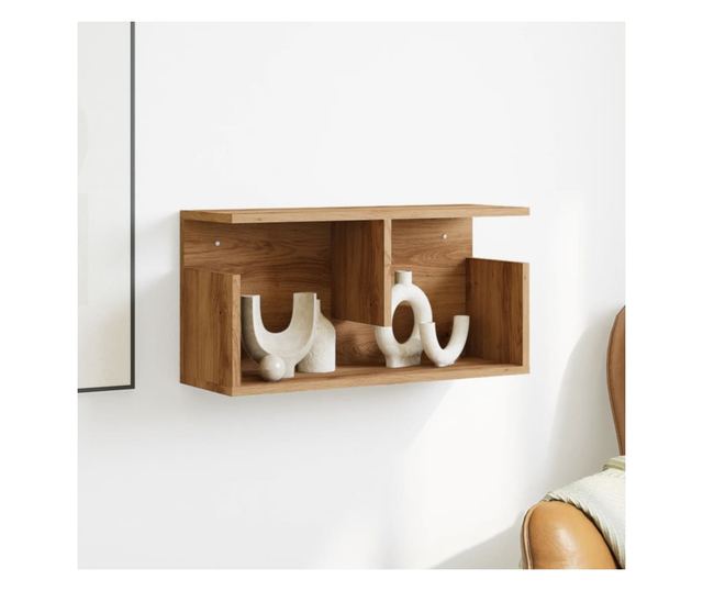 kézműves tölgy színű szerelt fa faliszekrény 60 x 20 x 30 cm