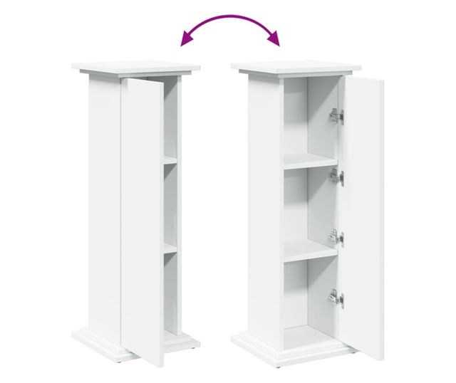 fehér szerelt fa bemutatóállvány tárolóval 31 x 30 x 90 cm